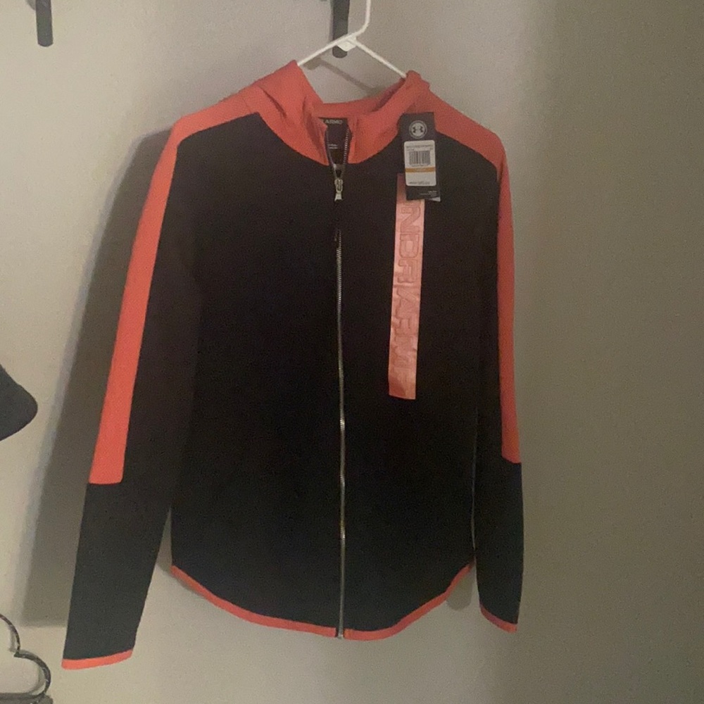 Under Armour Black and Salmon zip up NWT